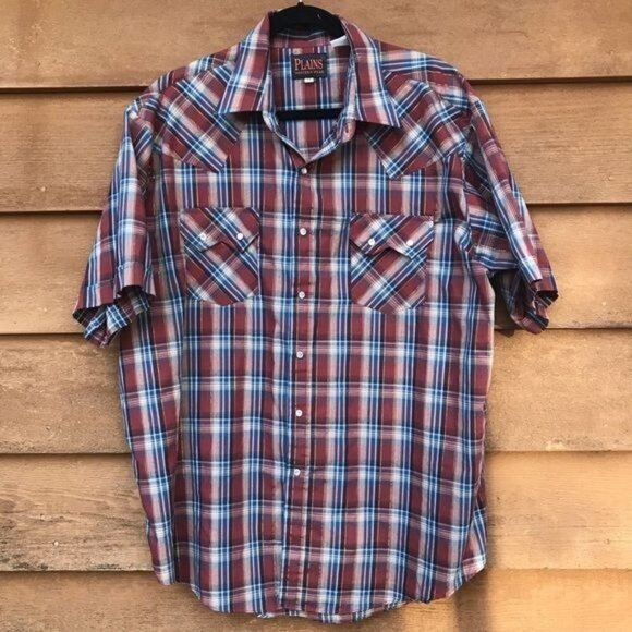 Western Plains Wear Other - Vintage Plains Western Wear Plaid Pearl Snap Button Down Shirt Size XL
